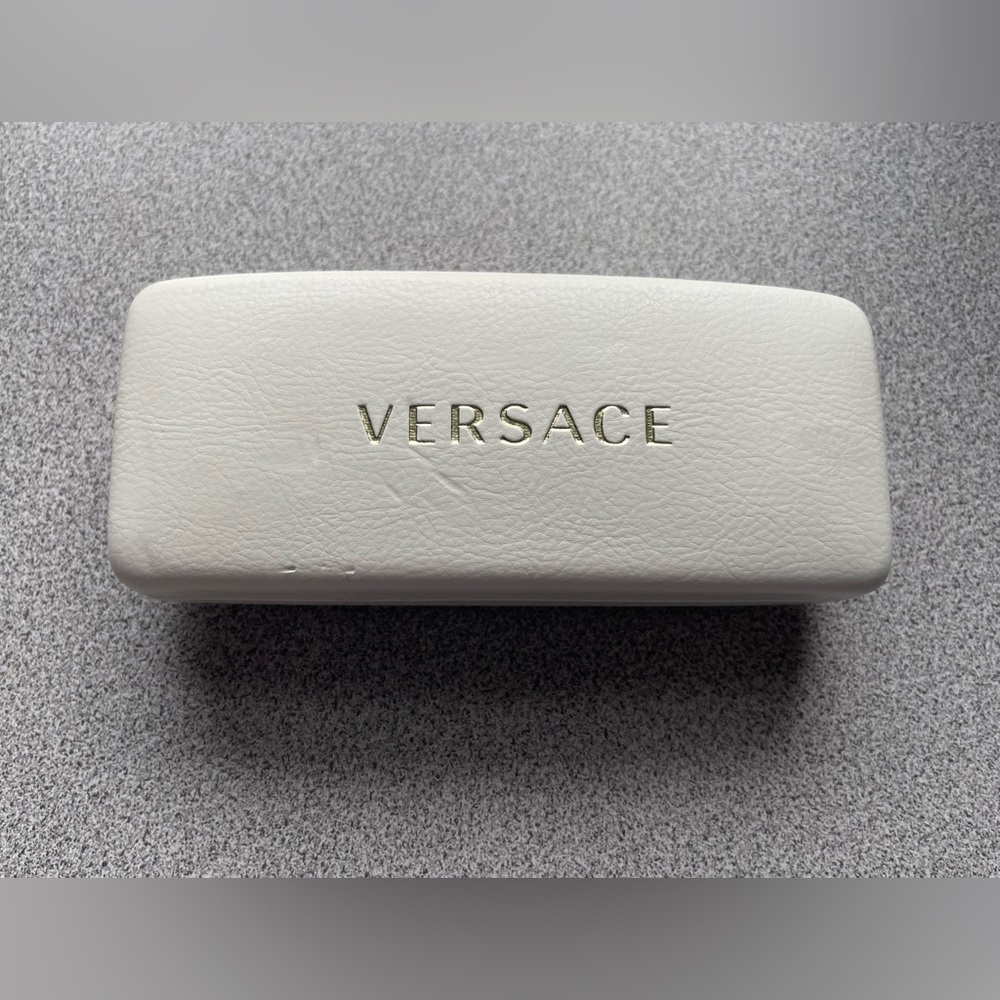 Versace White Leather Eyeglass/Sunglass Case